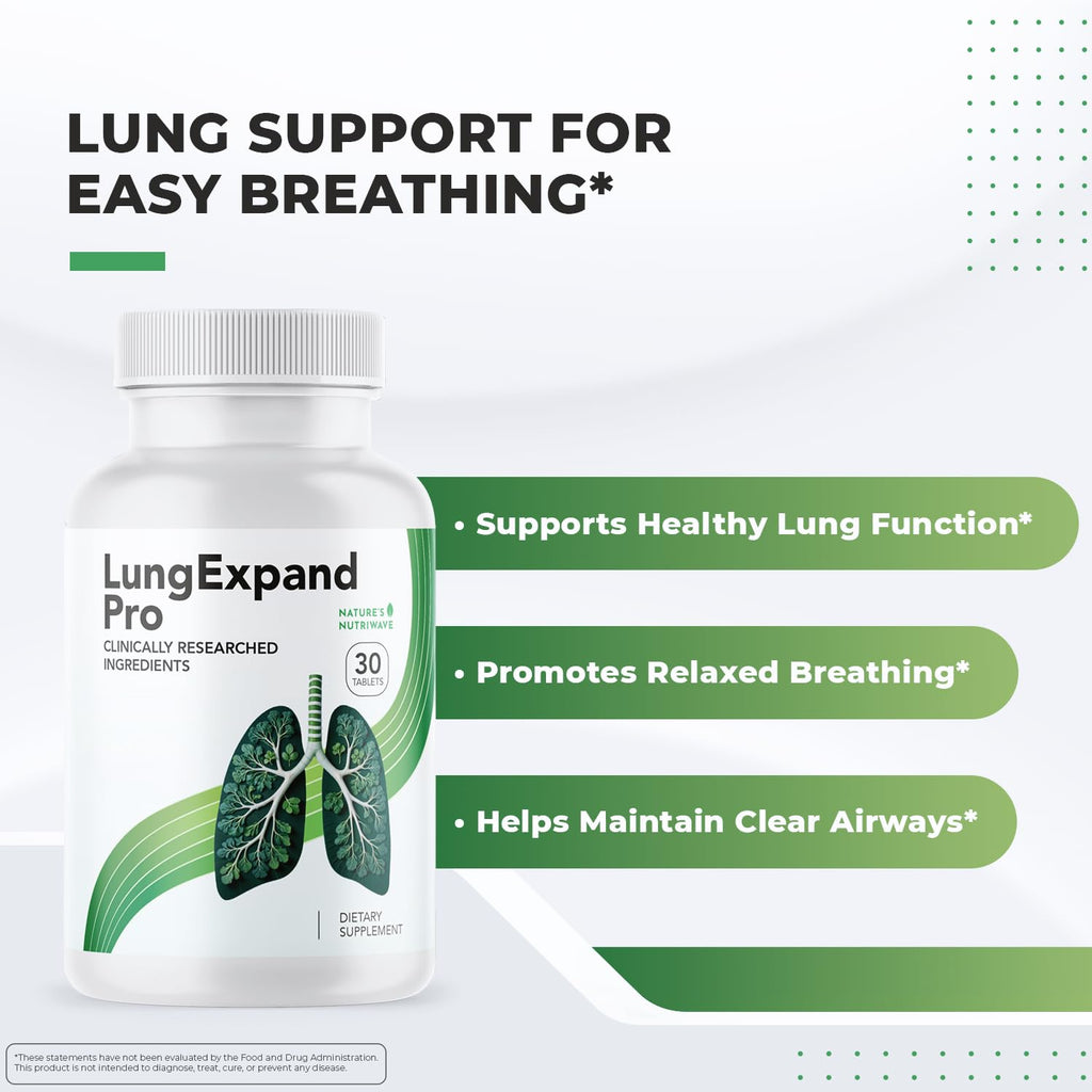 Nature’s NutriWave LungExpand Pro – Natural Daily Wellness for Overall Support – Made in USA, Non-GMO – Easy to Take – GMP Certified – 30 Tablets, 1 Month Supply - TrustMedUSA