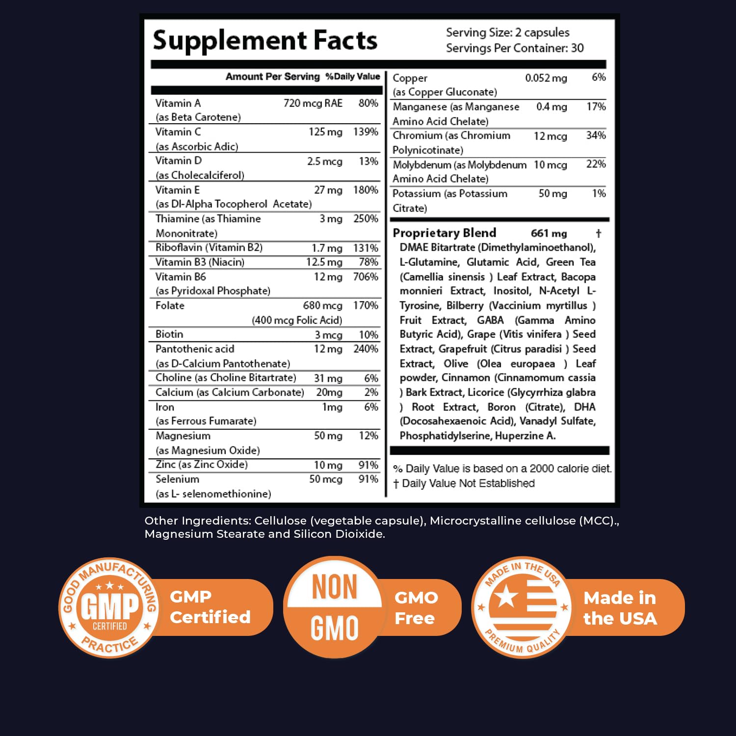 Nature’s NutriWave Memory Lift Capsules – Natural Daily Supplement with Vitamins A, C, D, E, B-Complex, Biotin & Choline – Made in USA, GMP-Certified, Non-GMO, Vegetarian – 60 Caps, 1 Month Supply - TrustMedUSA