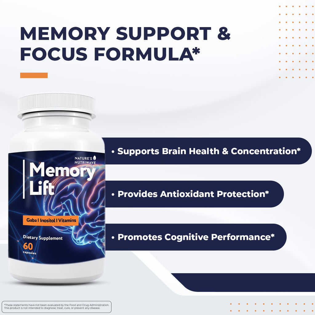 Nature’s NutriWave Memory Lift Capsules – Natural Daily Supplement with Vitamins A, C, D, E, B-Complex, Biotin & Choline – Made in USA, GMP-Certified, Non-GMO, Vegetarian – 60 Caps, 1 Month Supply - TrustMedUSA