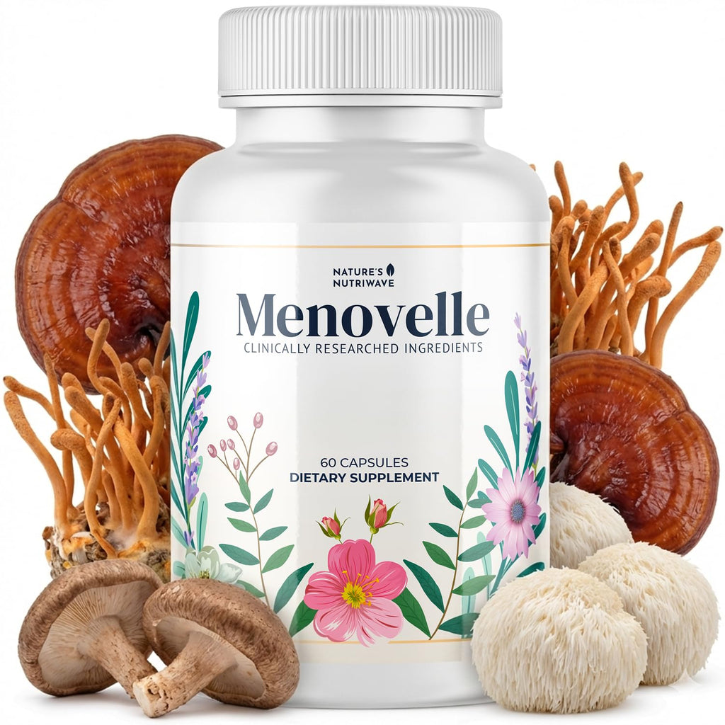Nature’s NutriWave Menovelle Capsules for Women – Natural Daily Support Formula with Mushrooms and Botanicals – Non-GMO, Easy to Take, Made in the USA, 60 Capsules, 30 Servings, 1 Month Supply - TrustMedUSA
