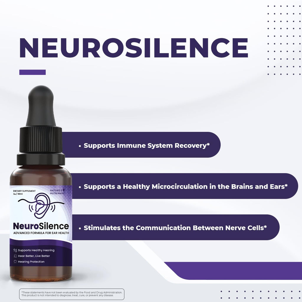 Nature’s NutriWave NeuroSilence Liquid Drops – Natural Botanical Blend – Non-GMO, Easy-to-Use Daily Formula – Made in USA, GMP-Certified Facility – 2oz Bottle, 60 Servings, 1 Month Supply - TrustMedUSA
