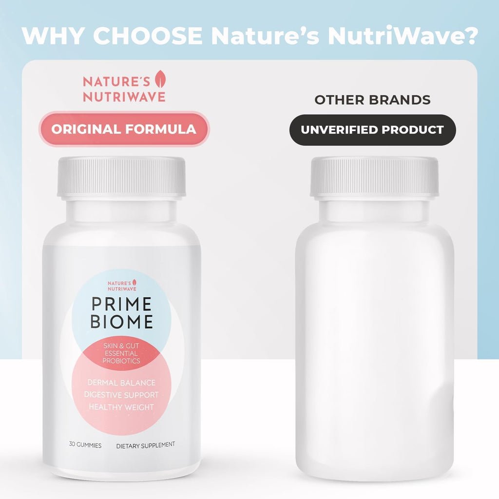 Nature’s NutriWave PrimeBiome Probiotic Gummies – Plant-Based Blend with Inulin, Lion’s Mane, Ginger & More– Non-GMO, No Stimulants, GMP Certified - TrustMedUSA