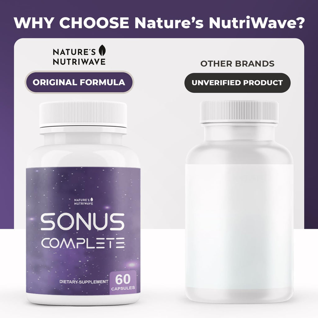 Nature’s NutriWave Sonus Complete – Natural Daily Formula with Vitamin C, B6, B12 & Folic Acid – Non-GMO, Easy to Use, GMP Certified – 60 Capsules, 1 Month Supply - TrustMedUSA