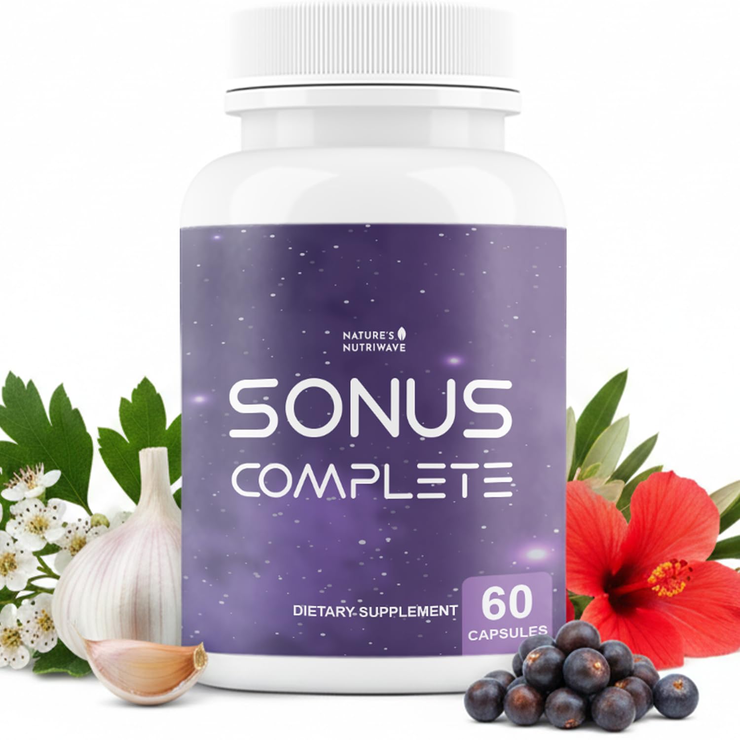 Nature’s NutriWave Sonus Complete – Natural Daily Formula with Vitamin C, B6, B12 & Folic Acid – Non-GMO, Easy to Use, GMP Certified – 60 Capsules, 1 Month Supply - TrustMedUSA