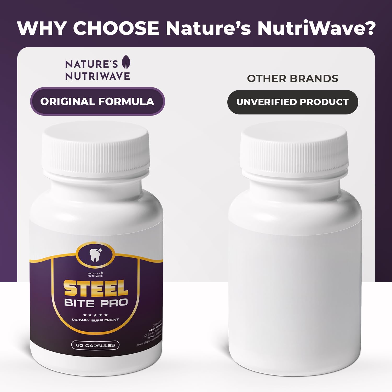 Nature’s NutriWave Steel Bite Pro Oral Wellness Supplement – 23 Plant-Based Ingredients with Zinc & Turmeric – Non-GMO, Made in USA, 60 Capsules, 1 Month Supply - TrustMedUSA