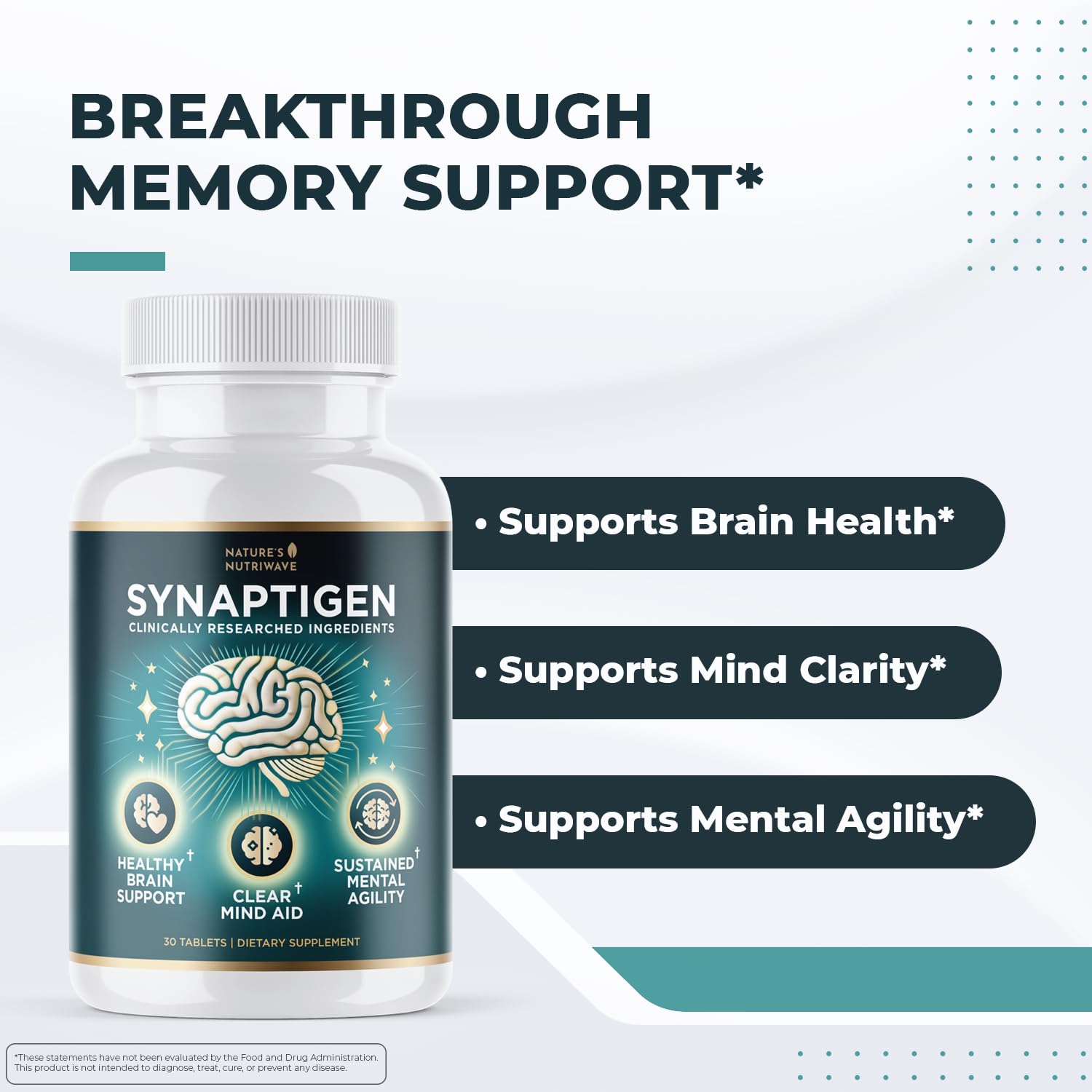 Nature’s NutriWave Synaptigen – Natural Supplement with Inulin Powder, Probiotics 3.5 Billion CFU, for Daily Wellness – Made in USA, Non-GMO, 30 Tablets - 6 Month Supply - TrustMedUSA
