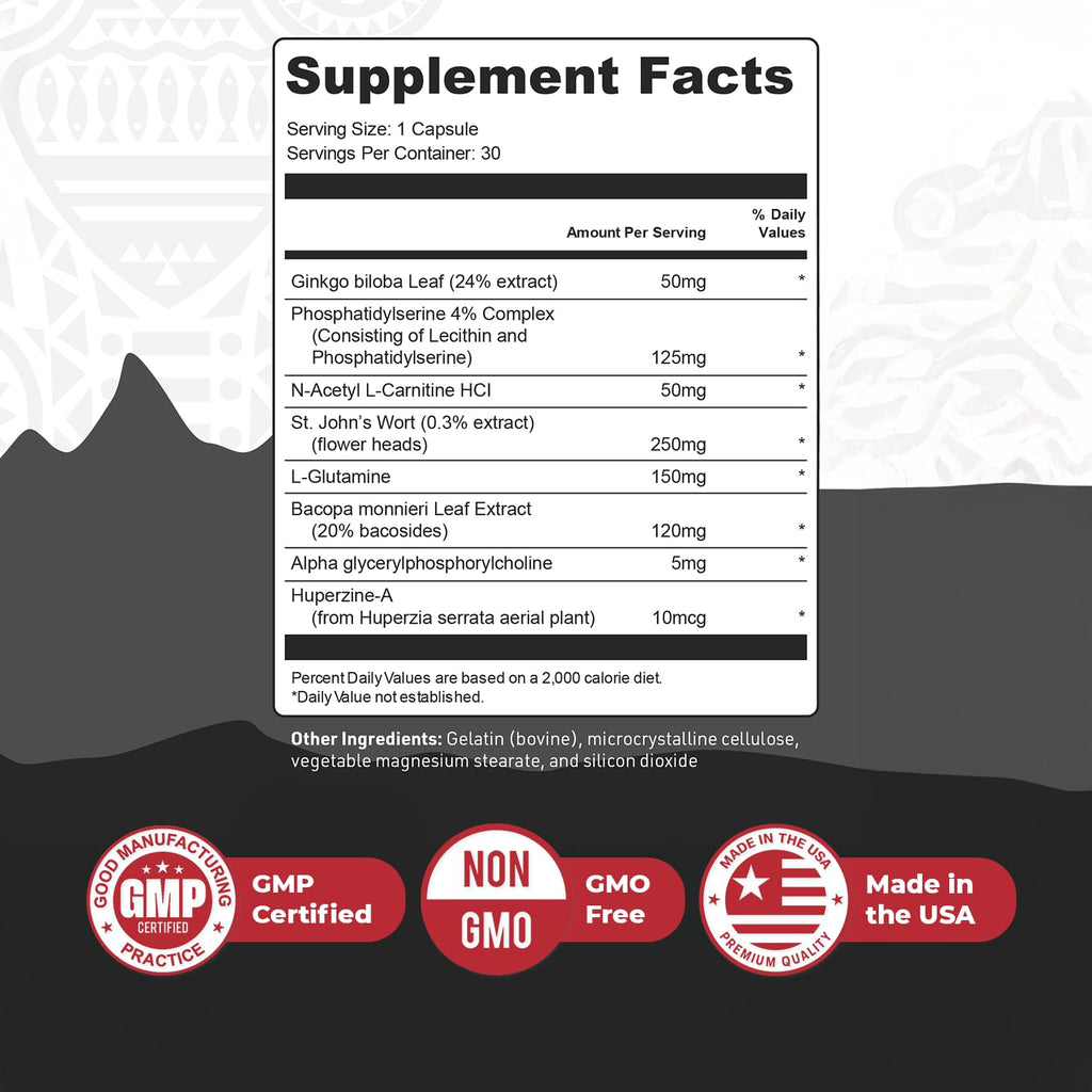 Nature’s NutriWave TribalForce X – Daily Botanical Supplement with Ginkgo Biloba, Bacopa, & Amino Acids – Non-GMO, Natural & Stimulant-Free Formula, Made in USA – 30 Capsules, 1 Month Supply - TrustMedUSA