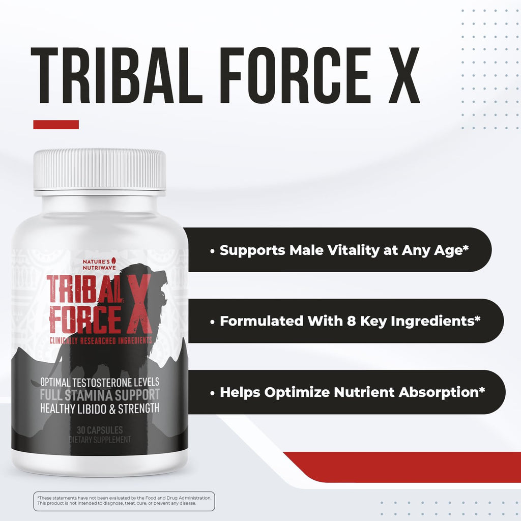 Nature’s NutriWave TribalForce X – Daily Botanical Supplement with Ginkgo Biloba, Bacopa, & Amino Acids – Non-GMO, Natural & Stimulant-Free Formula, Made in USA – 30 Capsules, 1 Month Supply - TrustMedUSA