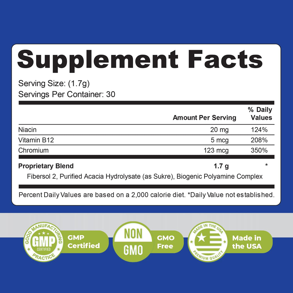 Nature’s NutriWave UltraFasting Complex Powder – Natural Supplement with Niacin, Vitamin B12 & Chromium – Made in the USA,Non-GMO, Easy-to-Use, 1 Month Supply, 1.79oz, 51g - TrustMedUSA