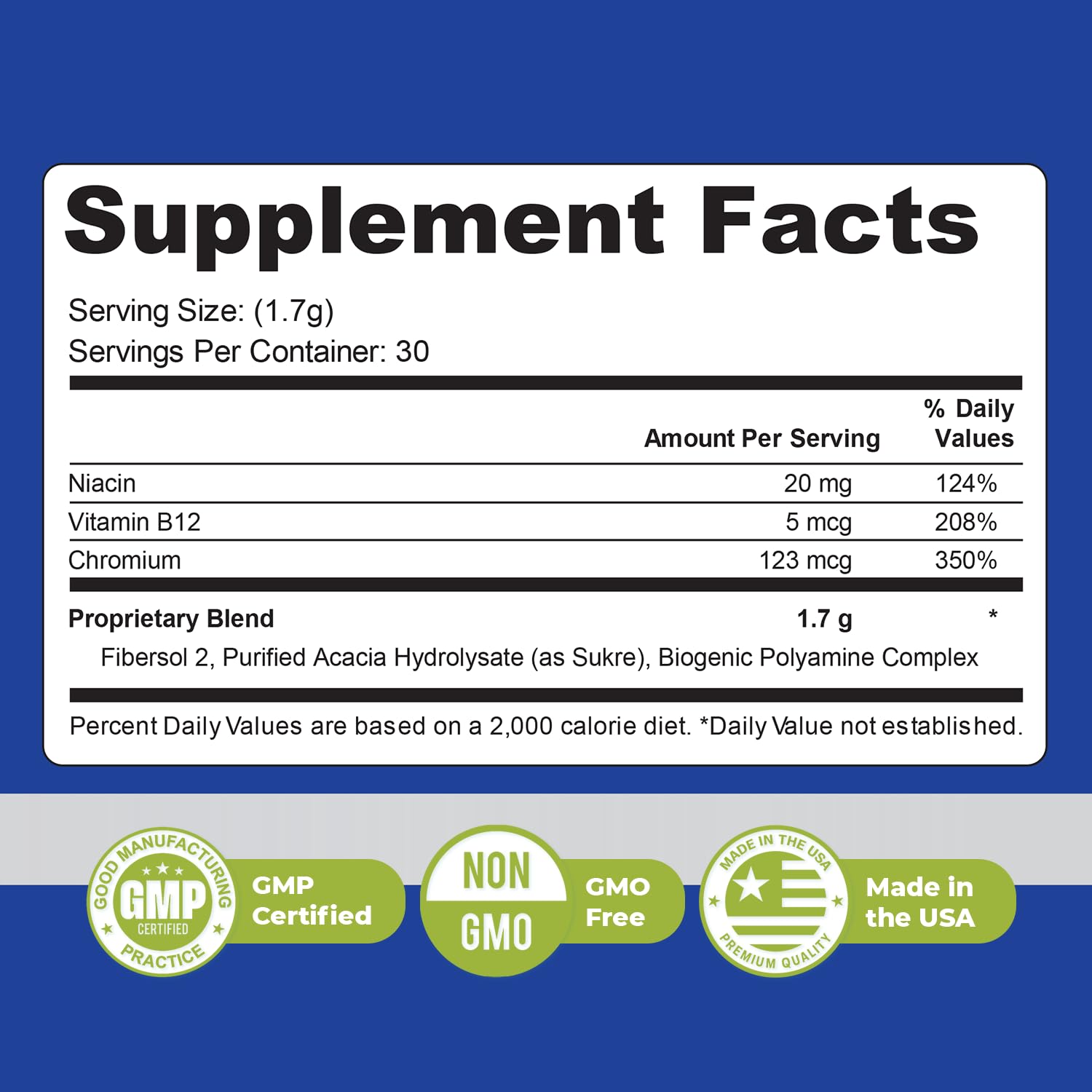 Nature’s NutriWave UltraFasting Complex Powder – Natural Supplement with Niacin, Vitamin B12 & Chromium – Made in the USA,Non-GMO, Easy-to-Use, 1 Month Supply, 1.79oz, 51g - TrustMedUSA