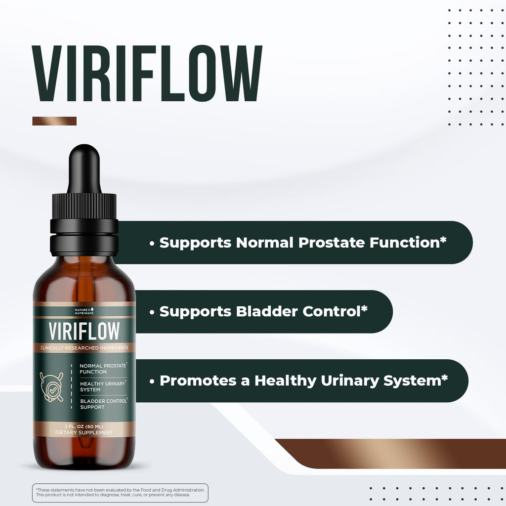 Nature’s NutriWave ViriFlow Liquid Supplement with Plant & Mineral Extracts – Natural Formula, Non-GMO, Made in USA, GMP-Certified – Easy-to-Use Liquid Drops, 60 mL, 2 Oz, 1 Month Supply - TrustMedUSA