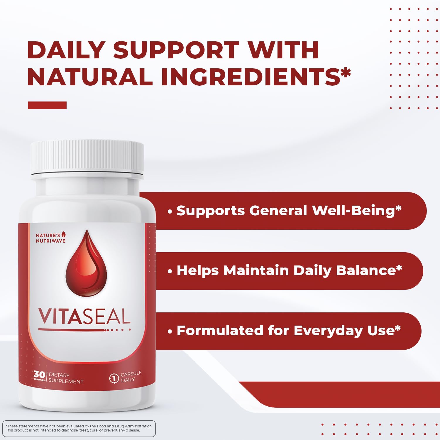 Nature’s NutriWave Vitaseal – Daily Support with Botanicals, Vitamins C E & Minerals – Natural Formula, Non-Habit Forming, Made in USA, Vegan-Friendly – 30 Capsules, 1 Month Supply - TrustMedUSA