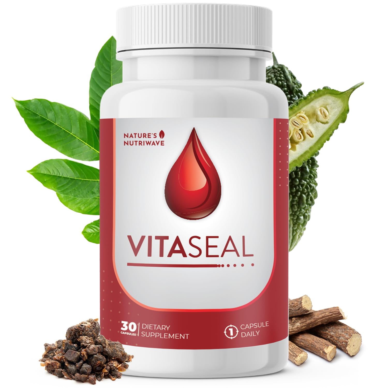 Nature’s NutriWave Vitaseal – Daily Support with Botanicals, Vitamins C E & Minerals – Natural Formula, Non-Habit Forming, Made in USA, Vegan-Friendly – 30 Capsules, 1 Month Supply - TrustMedUSA