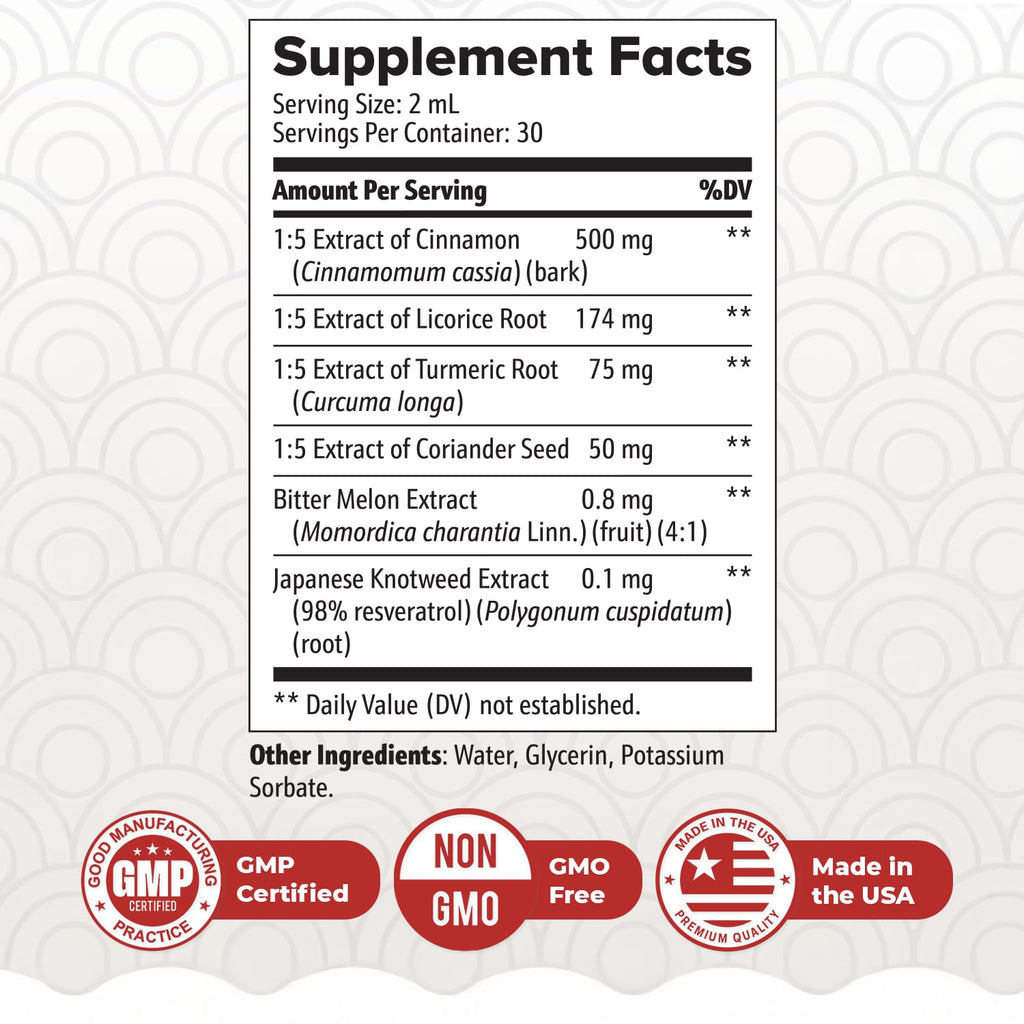 Nature’s NutriWave ZenSulin – Natural Liquid Supplement with Cinnamon, Licorice Root, Turmeric & More – 60ml, 1 Month Supply – Non-GMO, Gluten-Free, Made in USA - TrustMedUSA