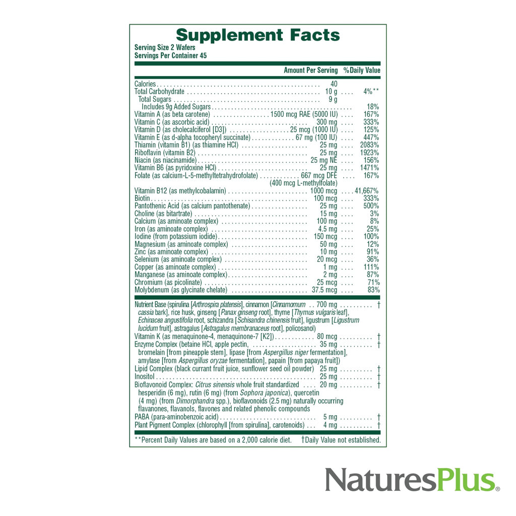 Natures Plus Source of Life Adult’s Chewable, Apple Cinnamon - 90 Wafers, Pack of 2 - Multi-Vitamin & Mineral Supplement - Gluten Free, Vegetarian - 90 Total Servings - TrustMedUSA
