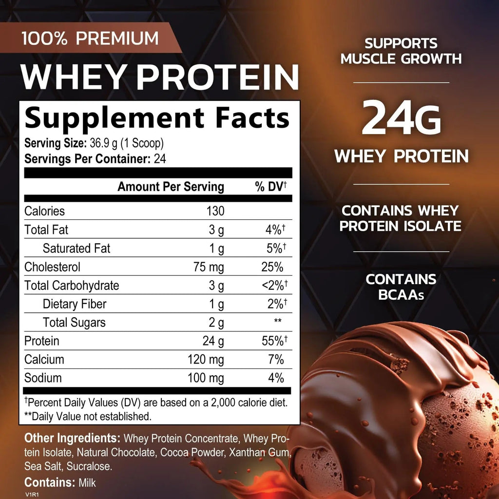 Nature's Premium 100% Whey Protein Powder, 24g of Protein, Double Rich Chocolate - TrustMedUSA