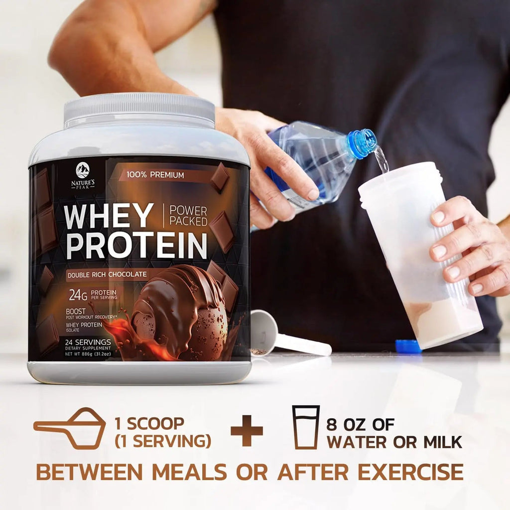 Nature's Premium 100% Whey Protein Powder, 24g of Protein, Double Rich Chocolate - TrustMedUSA