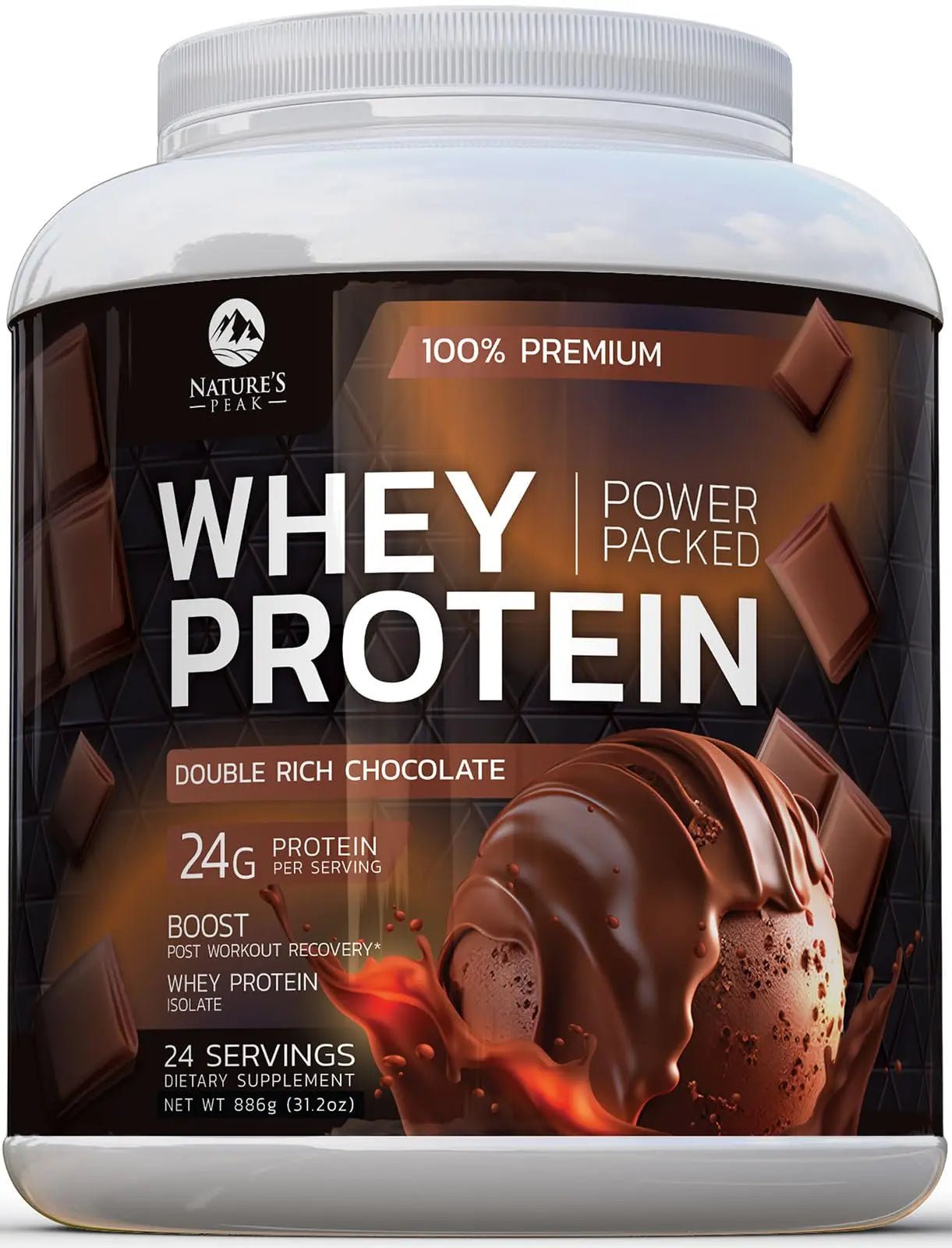 Nature's Premium 100% Whey Protein Powder, 24g of Protein, Double Rich Chocolate - TrustMedUSA