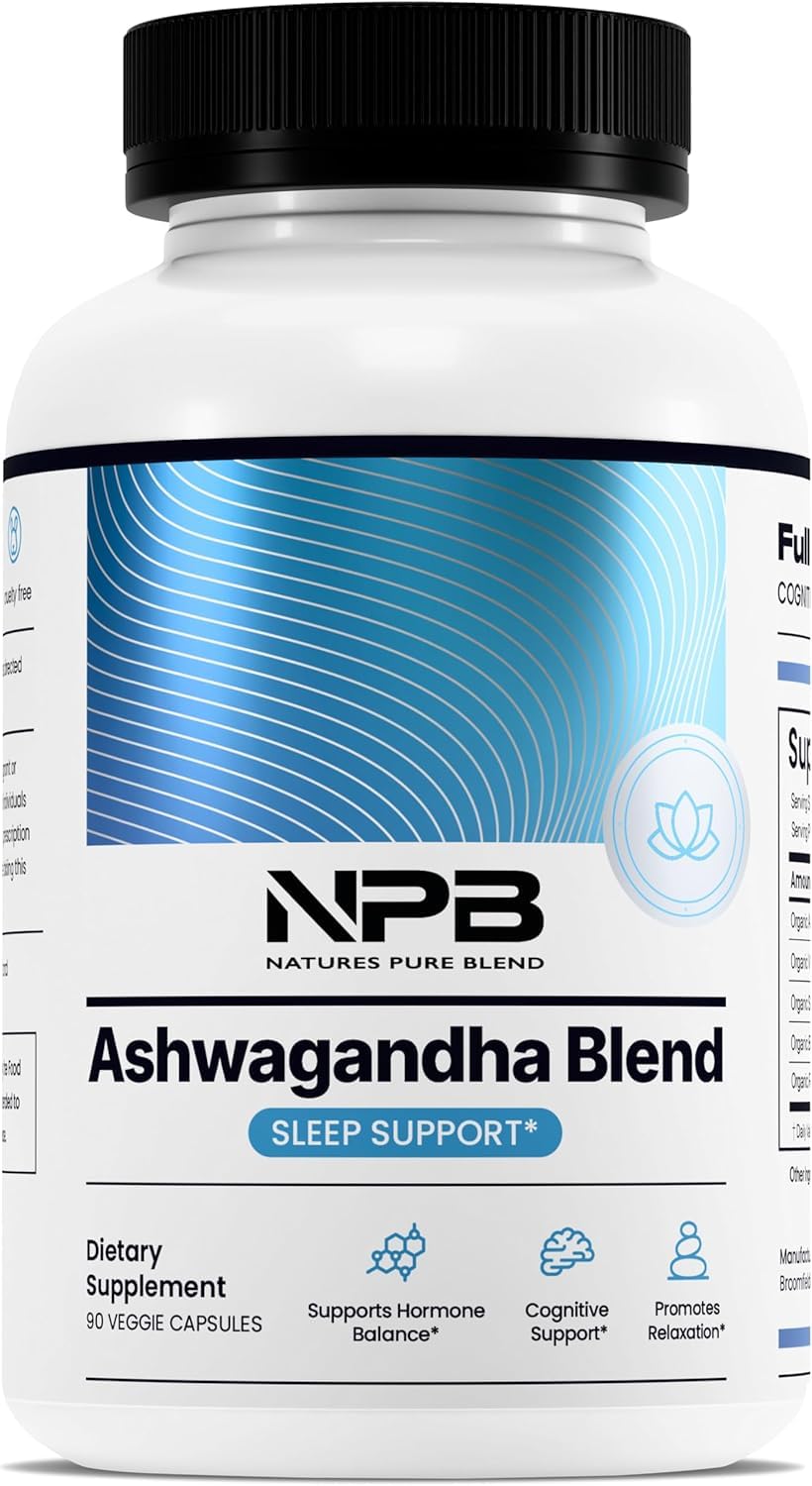 Nature's Pure Blend Ashwagandha Supplements – Organic Ashwagandha Root & Extract for Women and Men – Stress Relief, Sleep, and Mood Support – Athletic Performance & Focus Support – 60 Vegan Capsules - TrustMedUSA