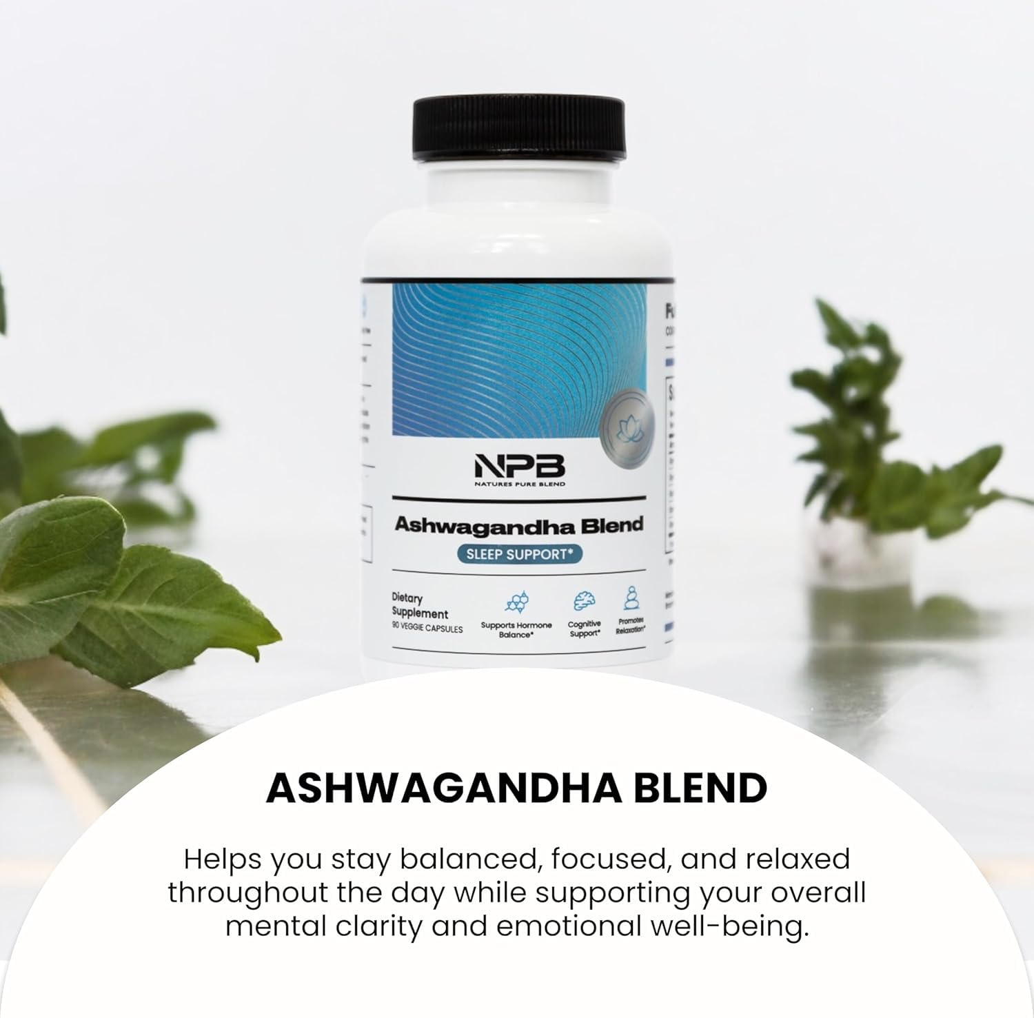 Nature's Pure Blend Ashwagandha Supplements – Organic Ashwagandha Root & Extract for Women and Men – Stress Relief, Sleep, and Mood Support – Athletic Performance & Focus Support – 60 Vegan Capsules - TrustMedUSA