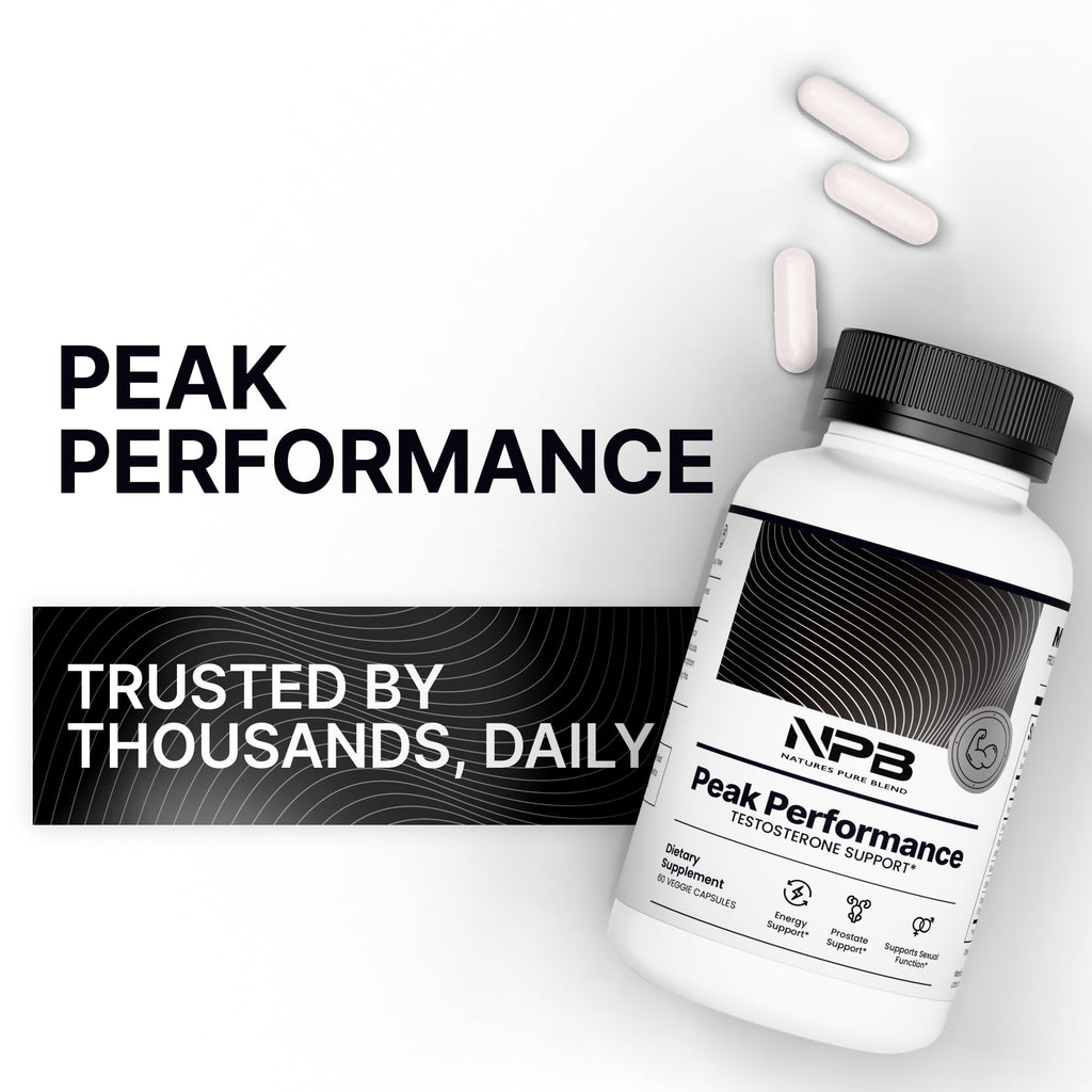 Nature's Pure Blend Peak Performance – Testosterone Supplement for Men with D-Aspartic Acid, Ashwagandha & DIM – Mens Prostate Health Support, Muscle Strength & Energy – Prostate Supplement - TrustMedUSA