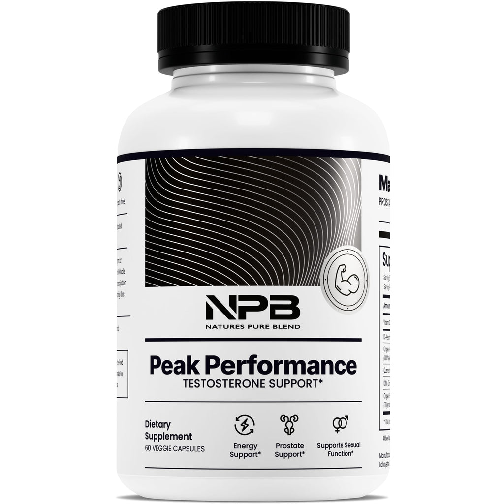 Nature's Pure Blend Peak Performance – Testosterone Supplement for Men with D-Aspartic Acid, Ashwagandha & DIM – Mens Prostate Health Support, Muscle Strength & Energy – Prostate Supplement - TrustMedUSA
