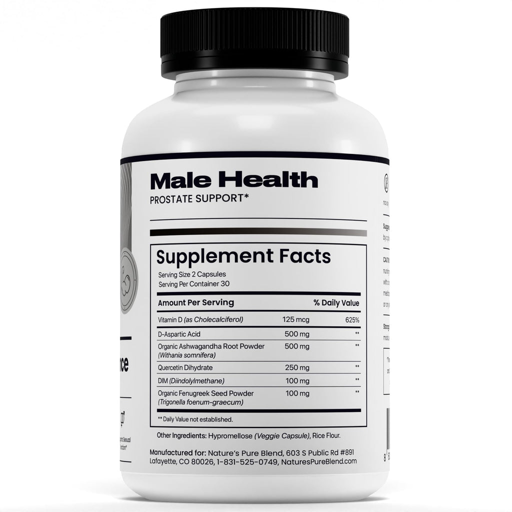 Nature's Pure Blend Peak Performance – Testosterone Supplement for Men with D-Aspartic Acid, Ashwagandha & DIM – Mens Prostate Health Support, Muscle Strength & Energy – Prostate Supplement - TrustMedUSA