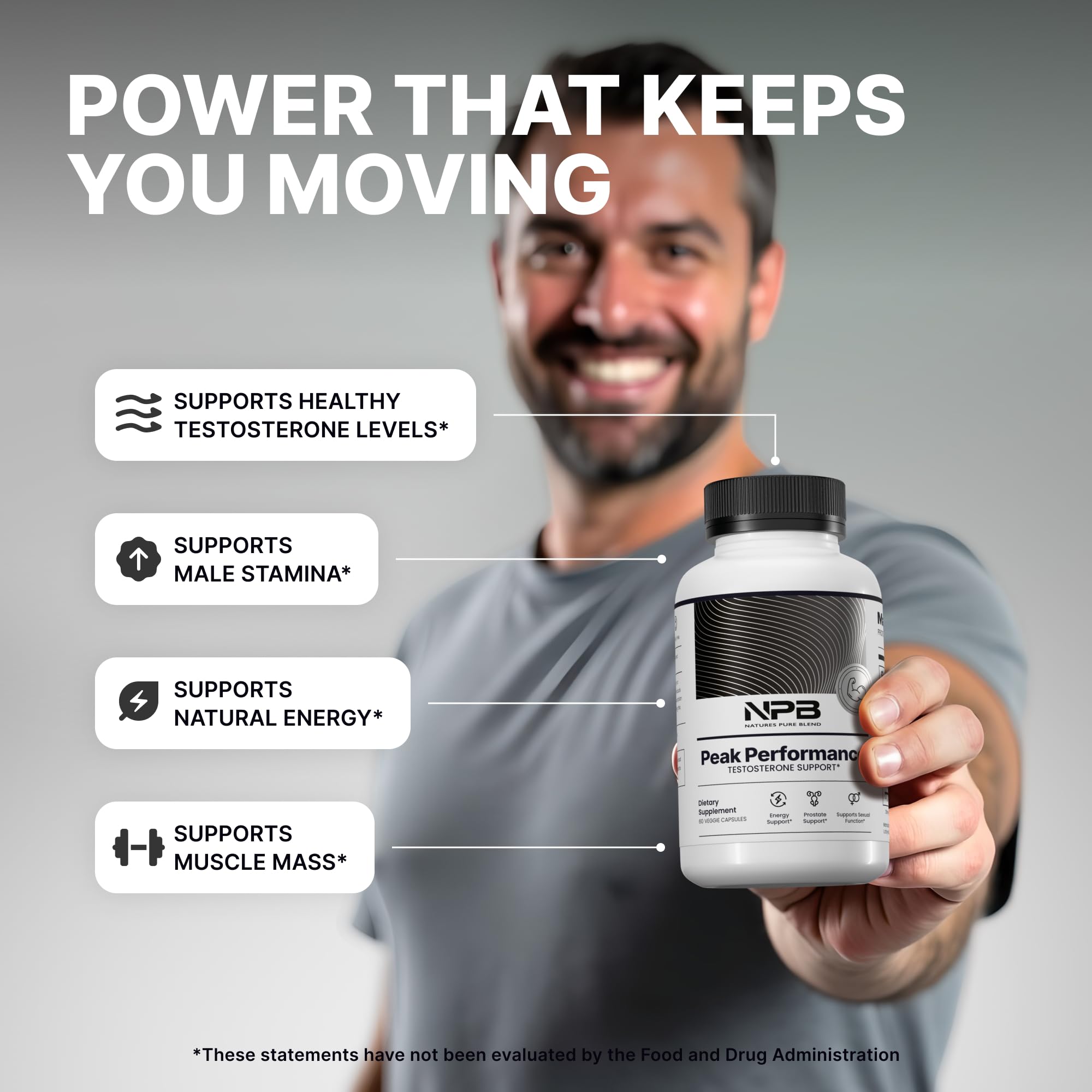 Nature's Pure Blend Peak Performance – Testosterone Supplement for Men with D-Aspartic Acid, Ashwagandha & DIM – Mens Prostate Health Support, Muscle Strength & Energy – Prostate Supplement - TrustMedUSA