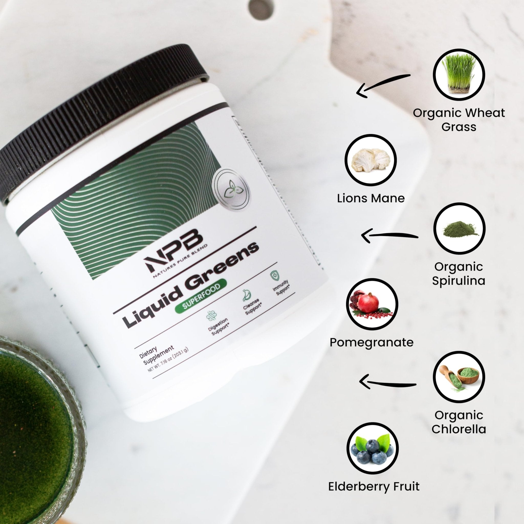 Nature's Pure Blend Super Greens Powder – Organic Greens Superfood Powder Supplements for Green Juice & Smoothie – Probiotic - Drink Mix for Energy Wellness and Digestion (Matcha Flavor, 30 Servings) - TrustMedUSA