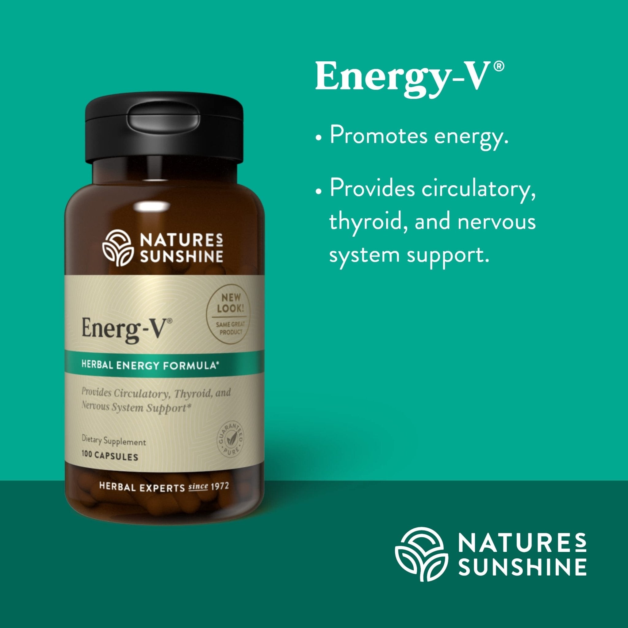 Nature's Sunshine Energ-V - Herbal Blend to Support Energy Levels (100 Capsules) - TrustMedUSA
