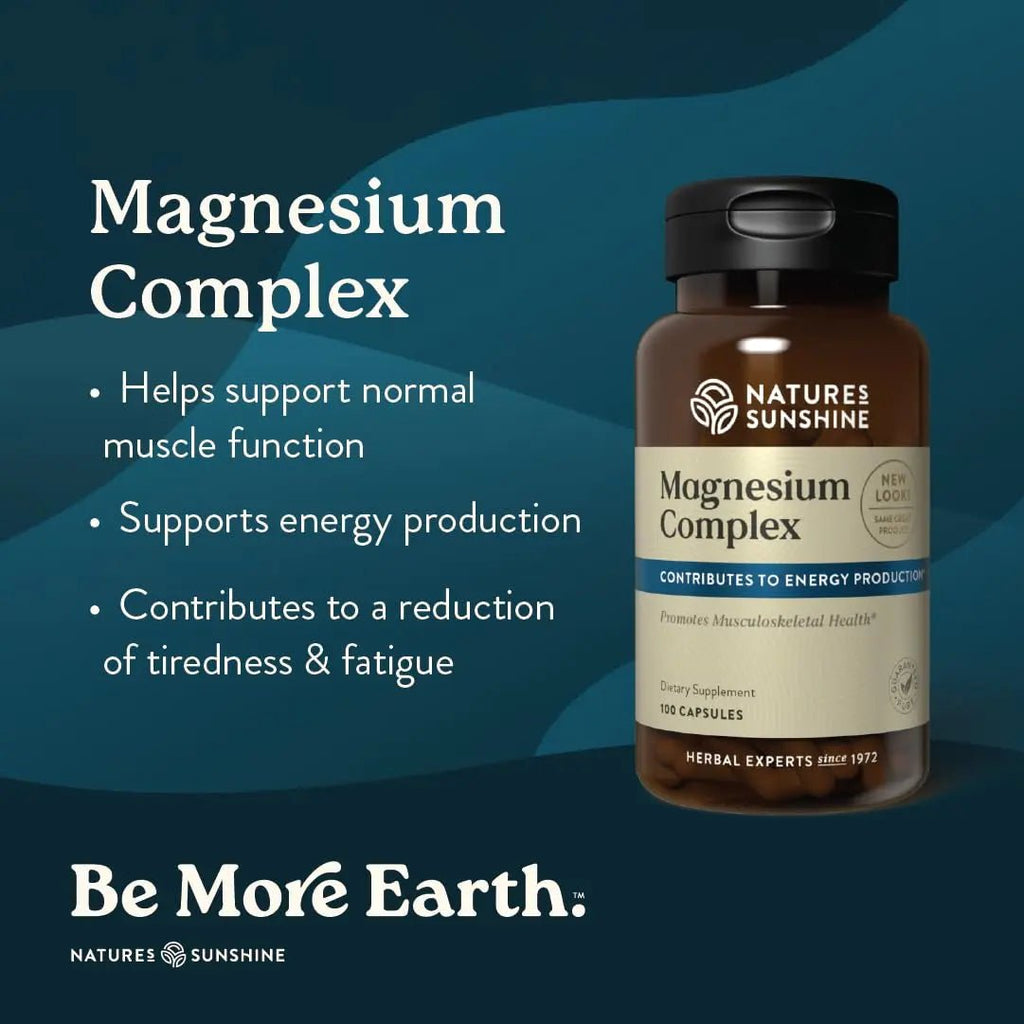 Nature’s Sunshine Magnesium Complex - High Potency Magnesium Supplement with Citrate & Malate for Relaxation, Optimal Absorption, Muscle Function, Energy Production - 50 Servings (100 Capsules) - TrustMedUSA
