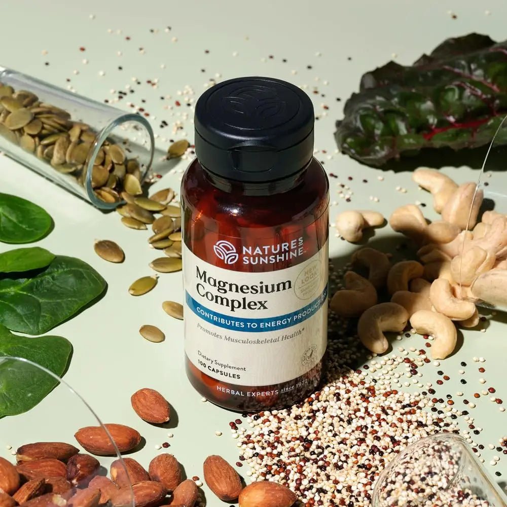 Nature’s Sunshine Magnesium Complex - High Potency Magnesium Supplement with Citrate & Malate for Relaxation, Optimal Absorption, Muscle Function, Energy Production - 50 Servings (100 Capsules) - TrustMedUSA