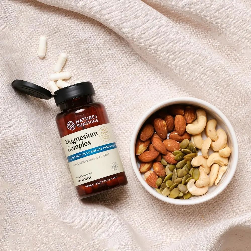 Nature’s Sunshine Magnesium Complex - High Potency Magnesium Supplement with Citrate & Malate for Relaxation, Optimal Absorption, Muscle Function, Energy Production - 50 Servings (100 Capsules) - TrustMedUSA
