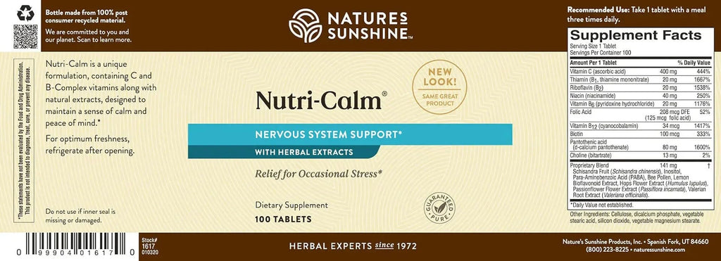 Nature's Sunshine Nutri-Calm- Herbal Stress Relief Supplement for Natural Relief, Mood Support and Boost, Nervous System Support - 100 Count - TrustMedUSA