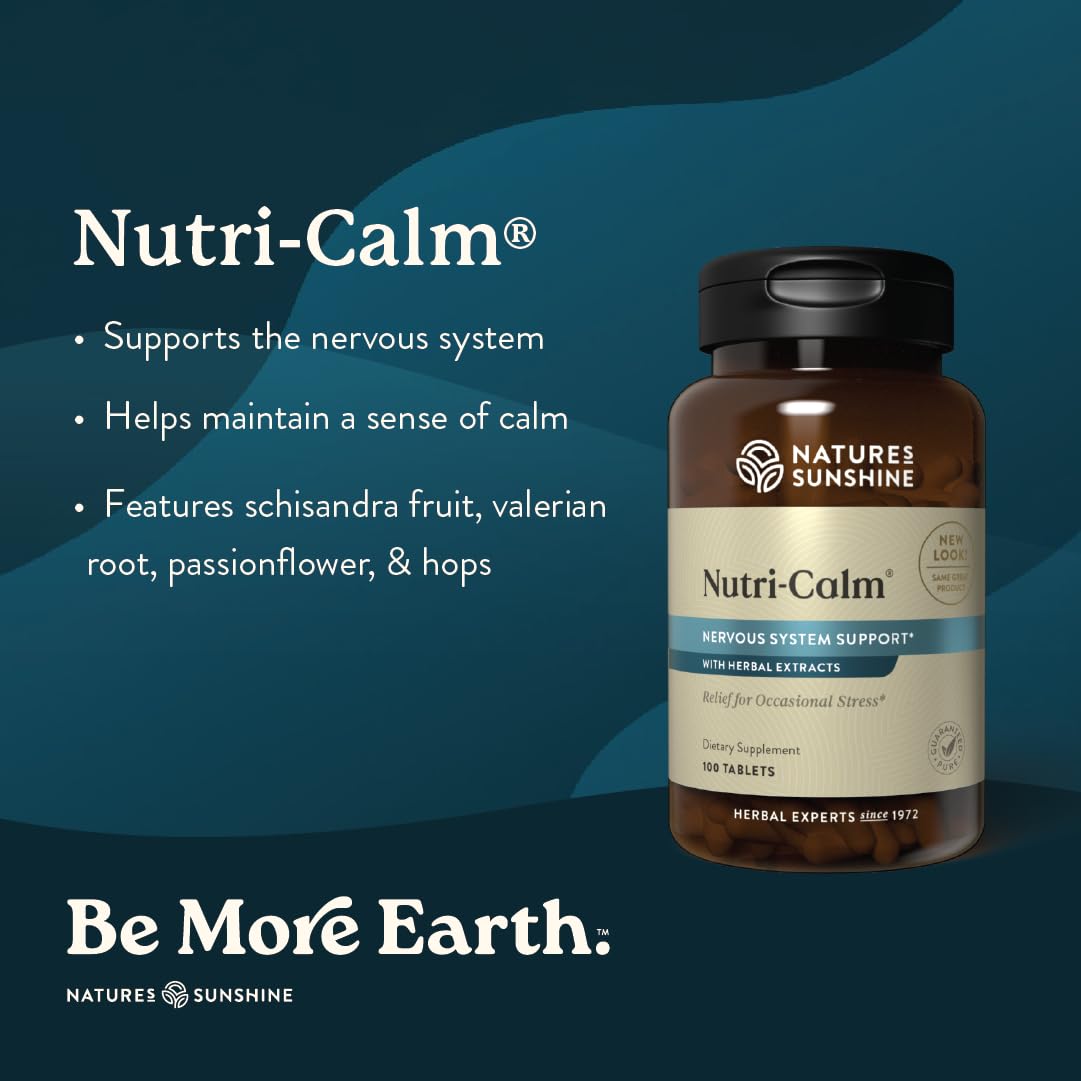 Nature's Sunshine Nutri-Calm- Herbal Stress Relief Supplement for Natural Relief, Mood Support and Boost, Nervous System Support - 100 Count - TrustMedUSA