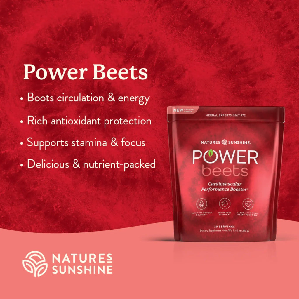 Nature's Sunshine Power Beets – Patented Nutrient Blend of Beet Root Powder and Nutrients to Promote Performance, Mental Clarity, & Vitality – Non-GMO, Soy & Gluten Free – 24 to-Go Packs - TrustMedUSA