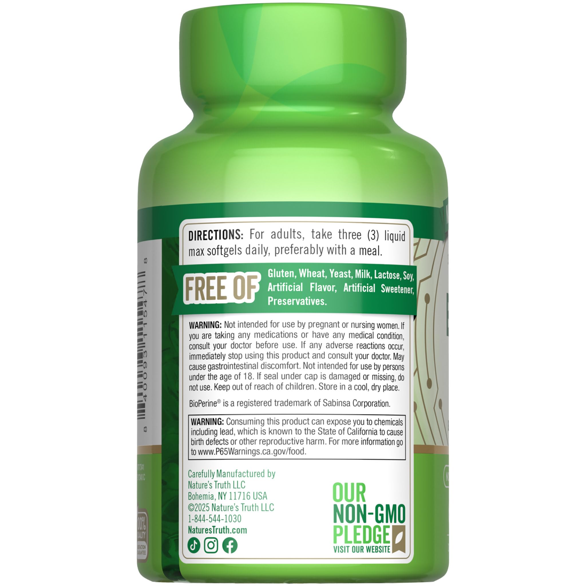 Nature's Truth Brain Up Softgels | 60 Count | with L-Theanine, Bacopa, B-12 & MCT | Non-GMO and Gluten Free Supplement - TrustMedUSA