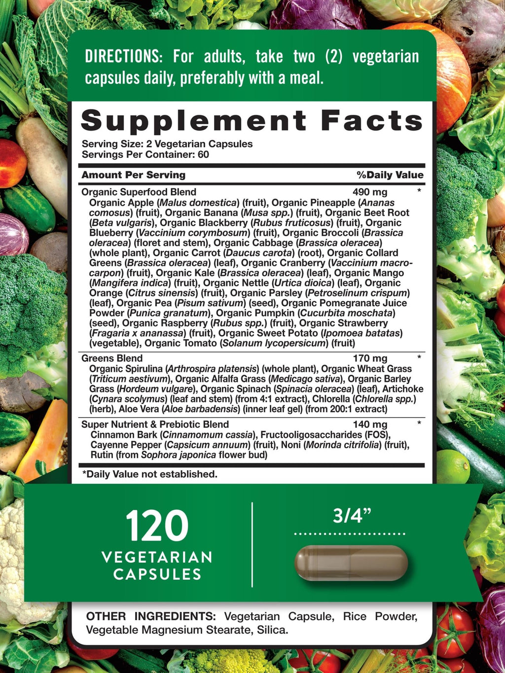 Nature's Truth Fruit and Veggies Supplement | 120 Vegetarian Capsules | 20+ Fruits & Vegetables | Vegetarian, Non-GMO, and Gluten Free Supplement - TrustMedUSA