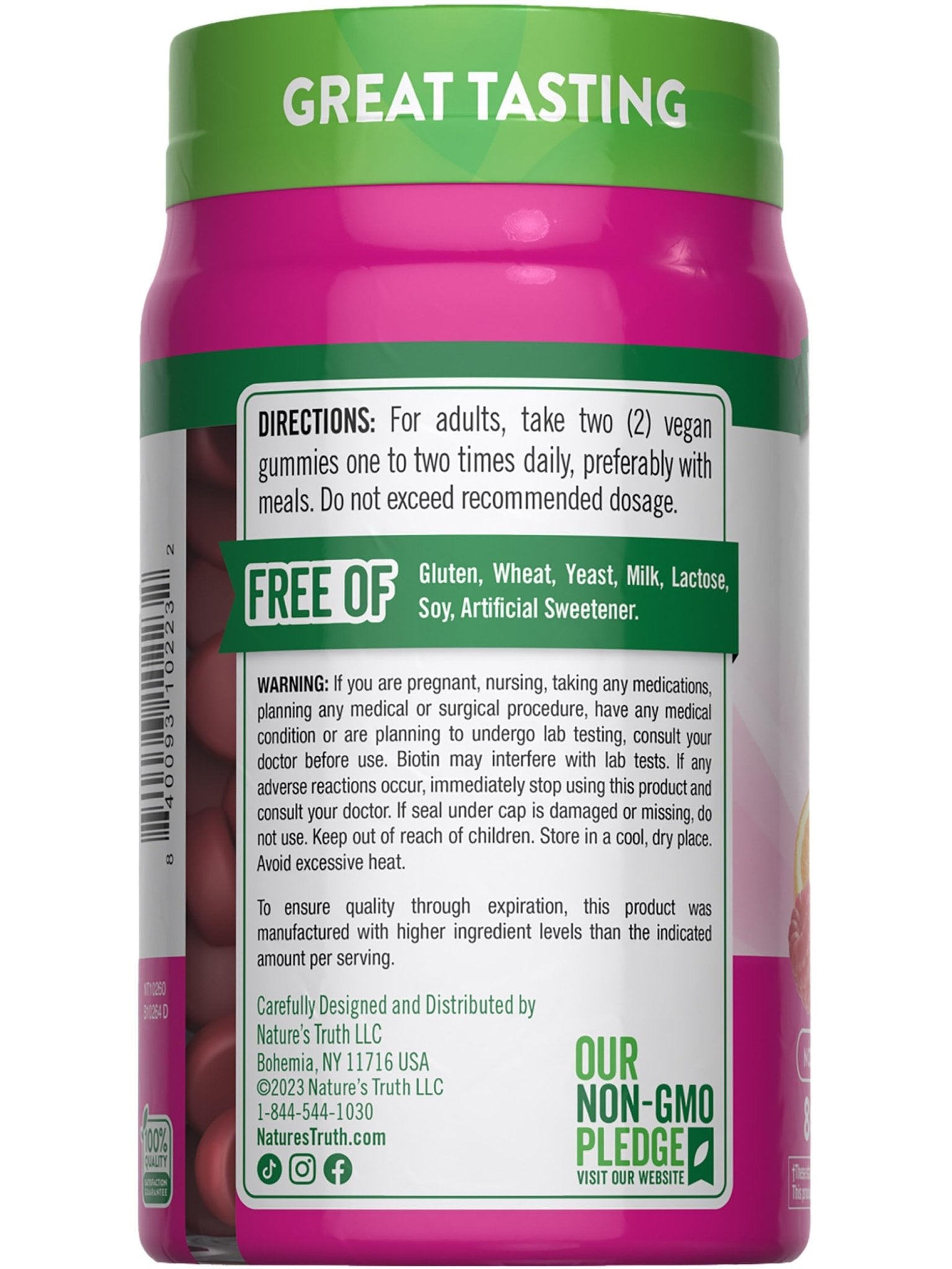 Nature's Truth Hair Skin and Nails Gummies | 80 Count | 2500mcg of Biotin | Vegan, Non-GMO, Gluten Free Supplement - TrustMedUSA