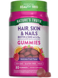 Nature's Truth Hair Skin and Nails Gummies | 80 Count | 2500mcg of Biotin | Vegan, Non-GMO, Gluten Free Supplement - TrustMedUSA