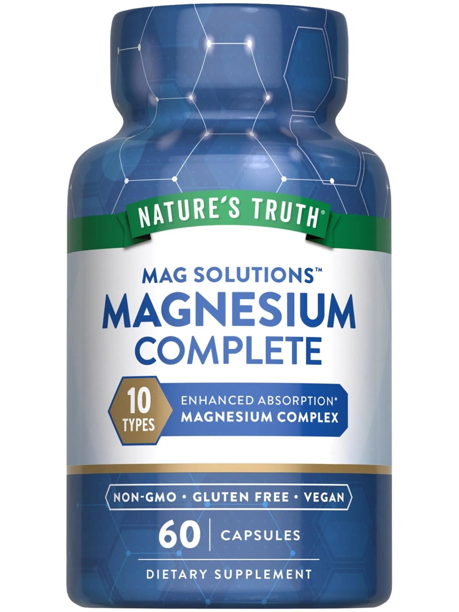 Nature's Truth Magnesium Complex Supplement 10 Forms | 300mg | 60 Capsules | Glycinate, Citrate, Plus More | Vegan, Non-GMO & Gluten Free - TrustMedUSA