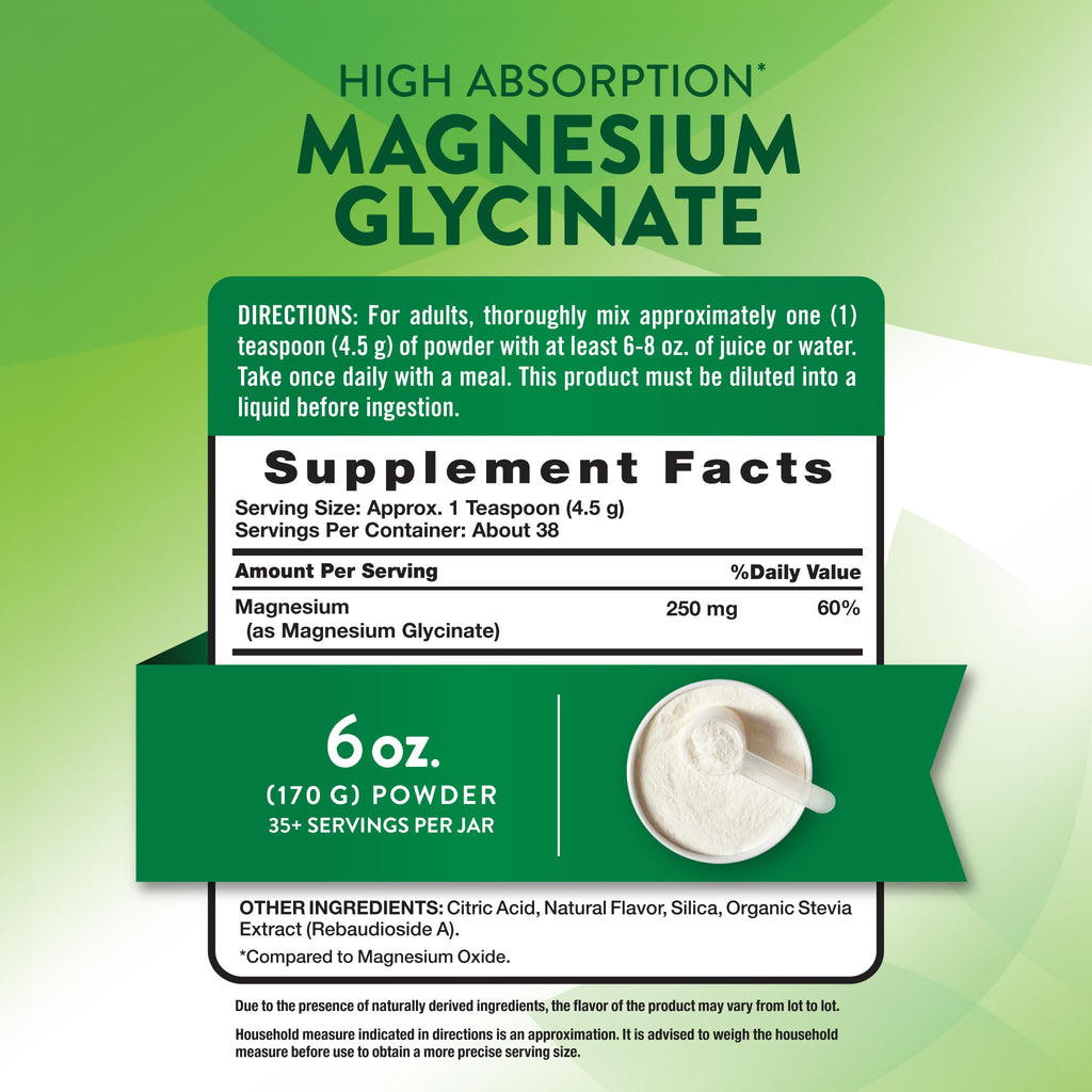 Nature's Truth Magnesium Glycinate Powder | 6 oz | Lemon Flavor | High Absorption | Vegan, Non-GMO, Gluten Free Supplement - TrustMedUSA