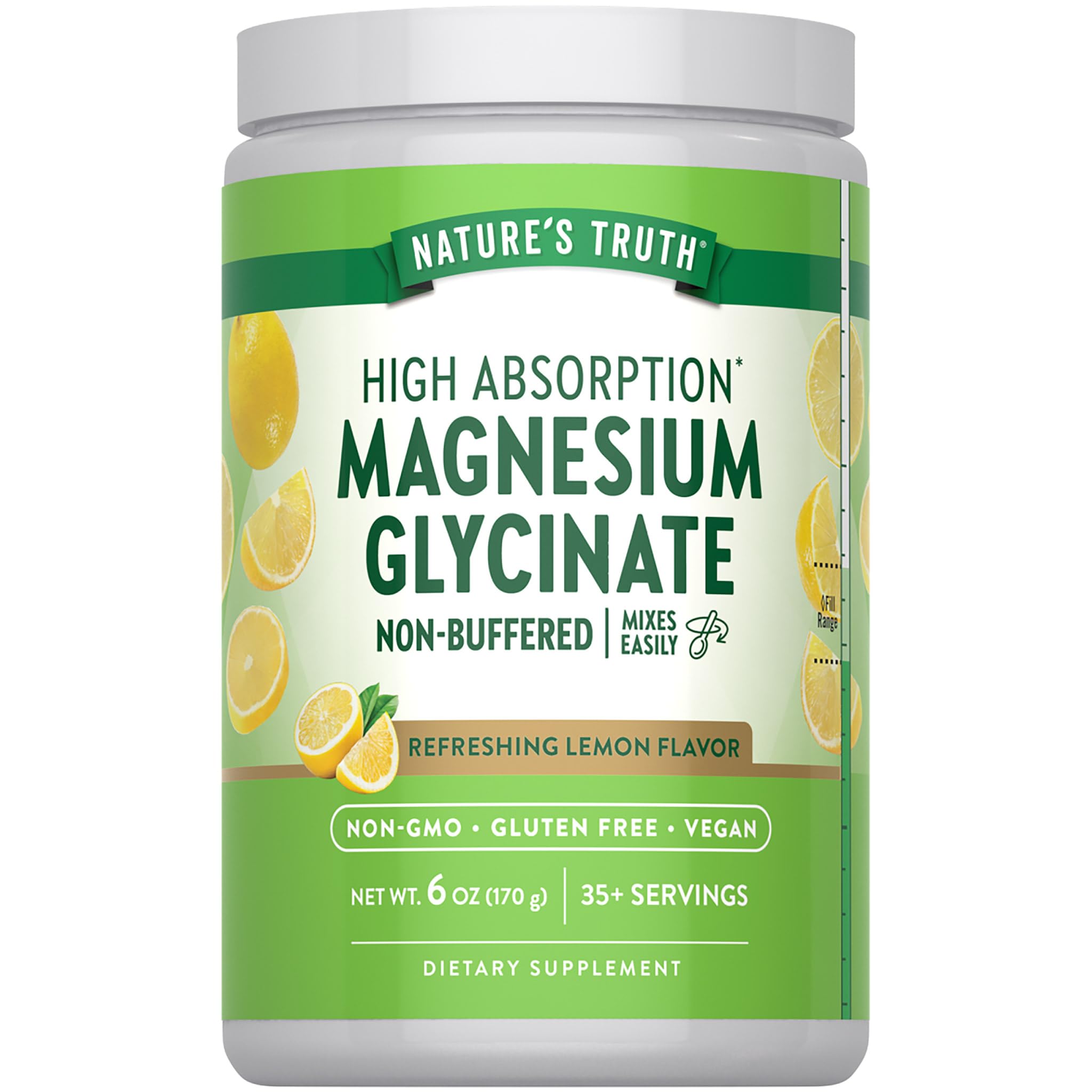 Nature's Truth Magnesium Glycinate Powder | 6 oz | Lemon Flavor | High Absorption | Vegan, Non-GMO, Gluten Free Supplement - TrustMedUSA