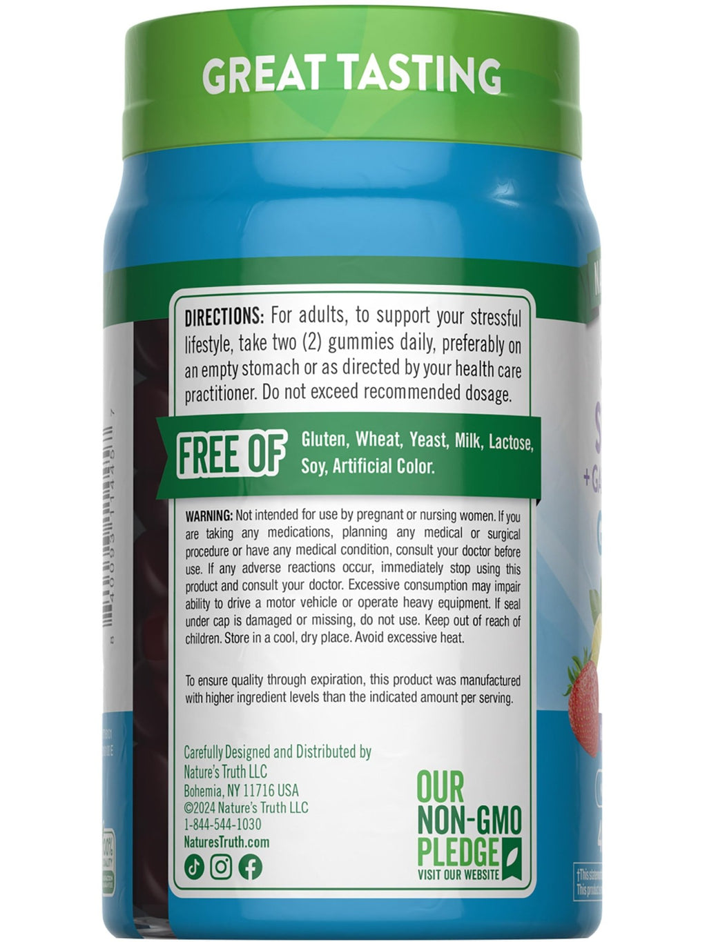 Nature's Truth Stress Relief Gummies for Adults | with Gaba, L Theanine, and Lemon Balm | Lemon Strawberry Flavor | Non-GMO & Gluten Free Supplement - TrustMedUSA