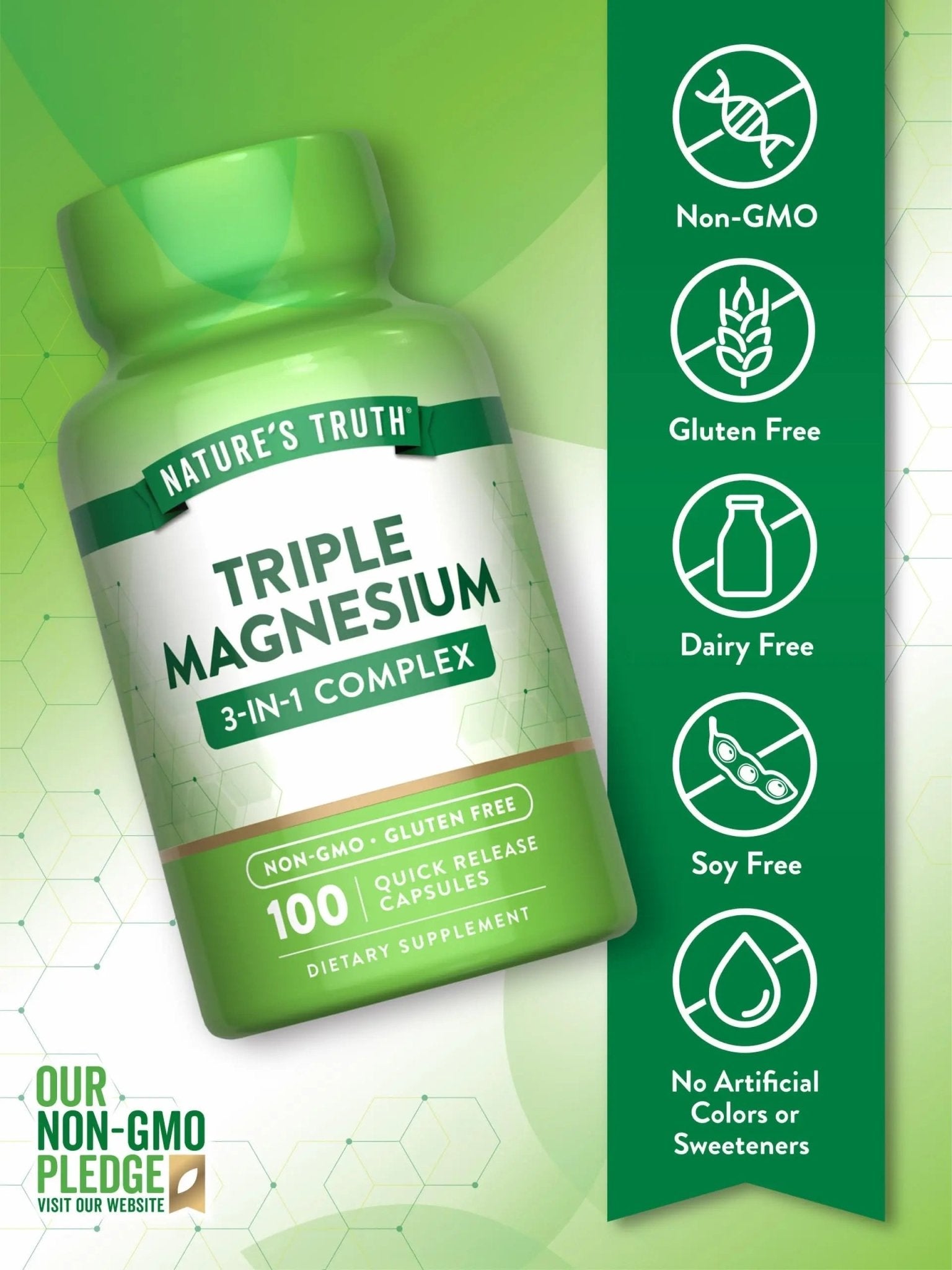 Nature's Truth Triple Magnesium Complex Supplement | 100 Capsules | 420 mg Magnesium Oxide, Citrate & Aspartate | Non-GMO & Gluten Free - TrustMedUSA