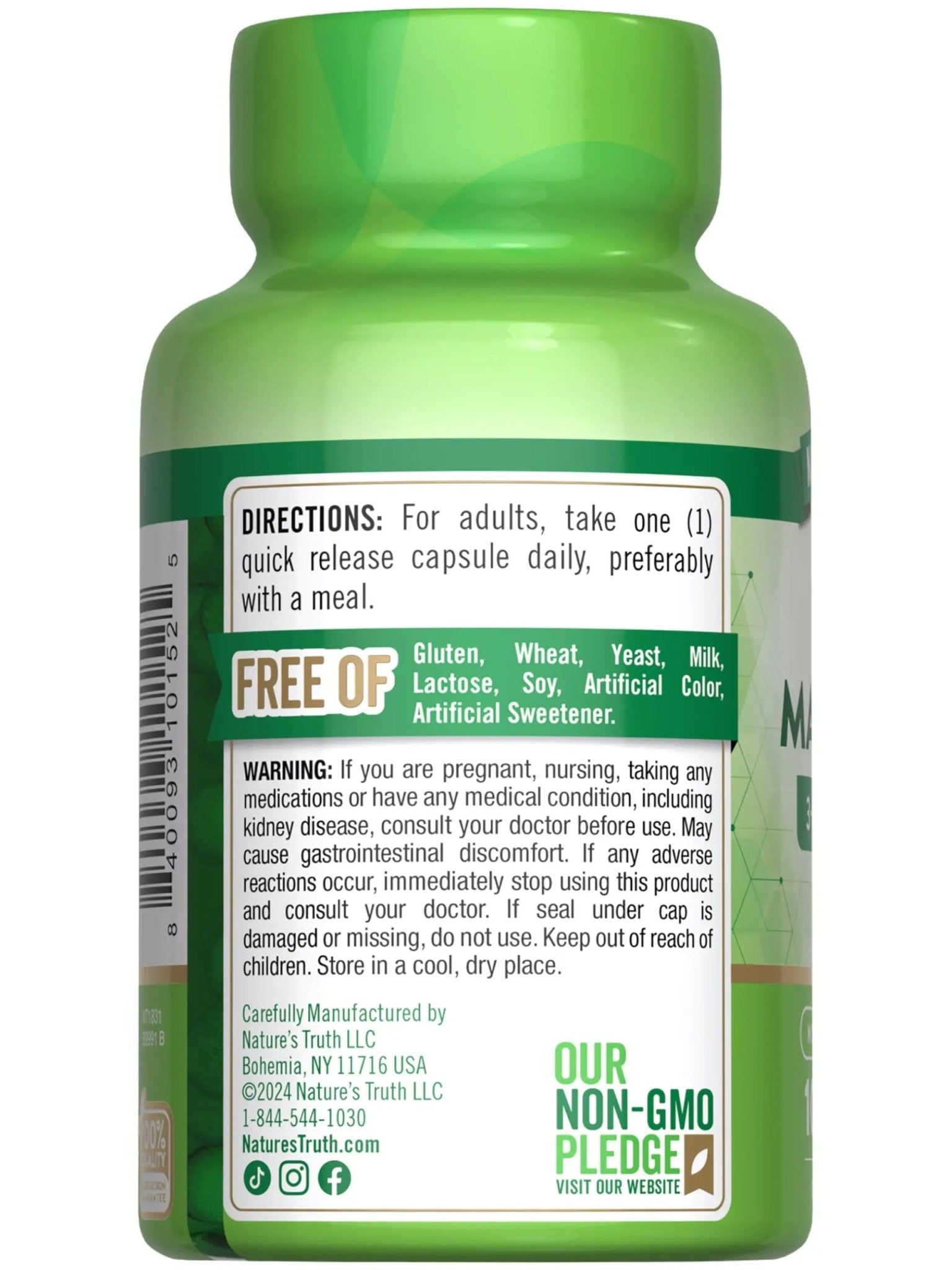 Nature's Truth Triple Magnesium Complex Supplement | 100 Capsules | 420 mg Magnesium Oxide, Citrate & Aspartate | Non-GMO & Gluten Free - TrustMedUSA