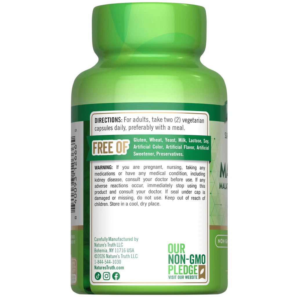 Nature's Truth Triple Magnesium Complex Supplement | 60 Capsules | Glycinate, Citrate & Malate | with D3 & Zinc | Vegetarian, Non-GMO, & Gluten Free - TrustMedUSA