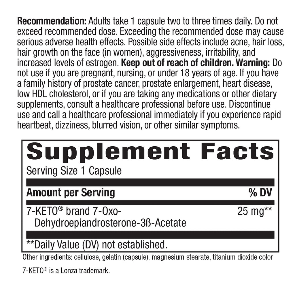 Nature's Way 7-KETO, DHEA Metabolite, Metabolism Support Supplement*, 25mg Potency - TrustMedUSA