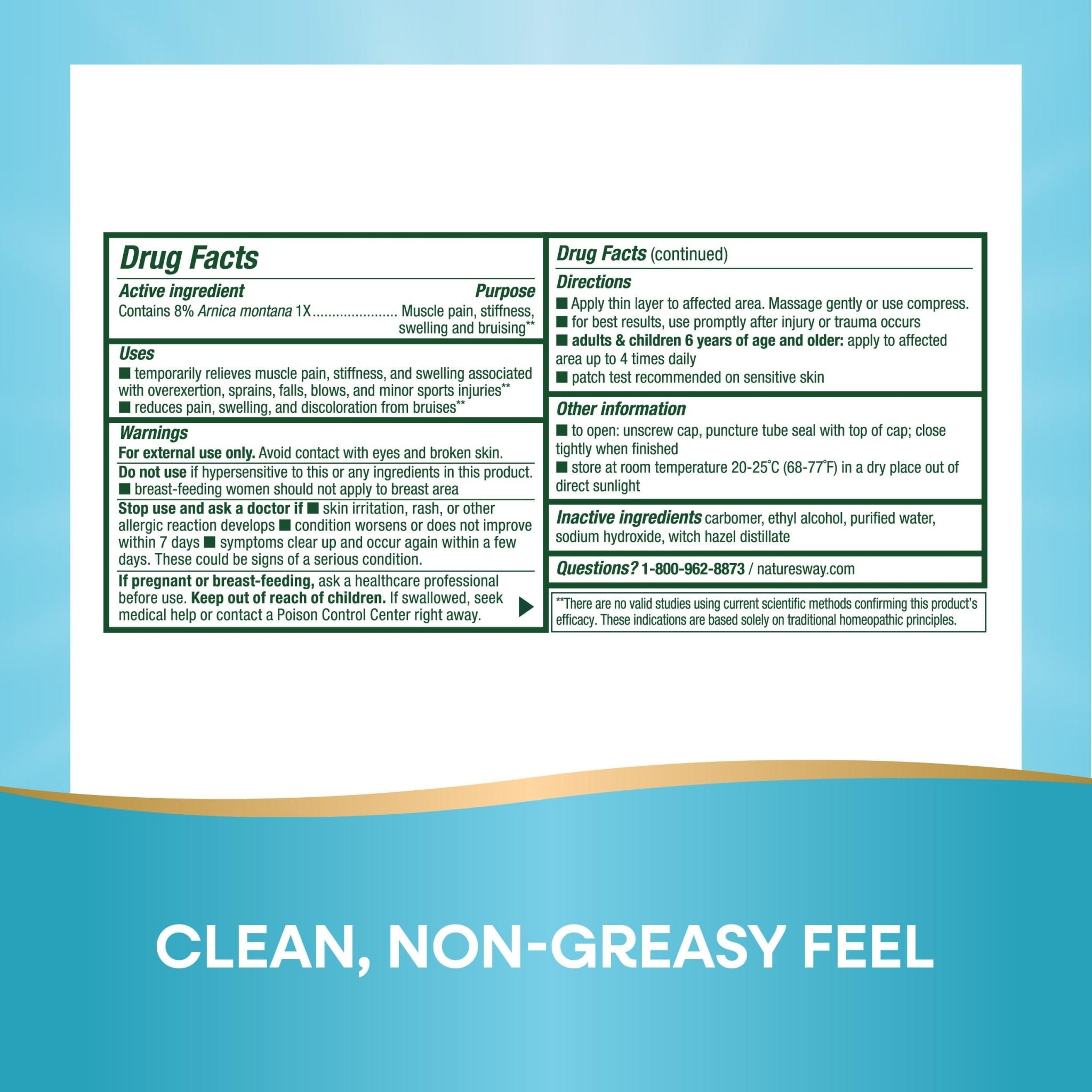 Nature's Way Boericke & Tafel Arniflora Arnica Gel, Temporarily Relieves Pain*, Swelling*, Stiffness*, 2.75 Oz (Packaging May Vary) - TrustMedUSA
