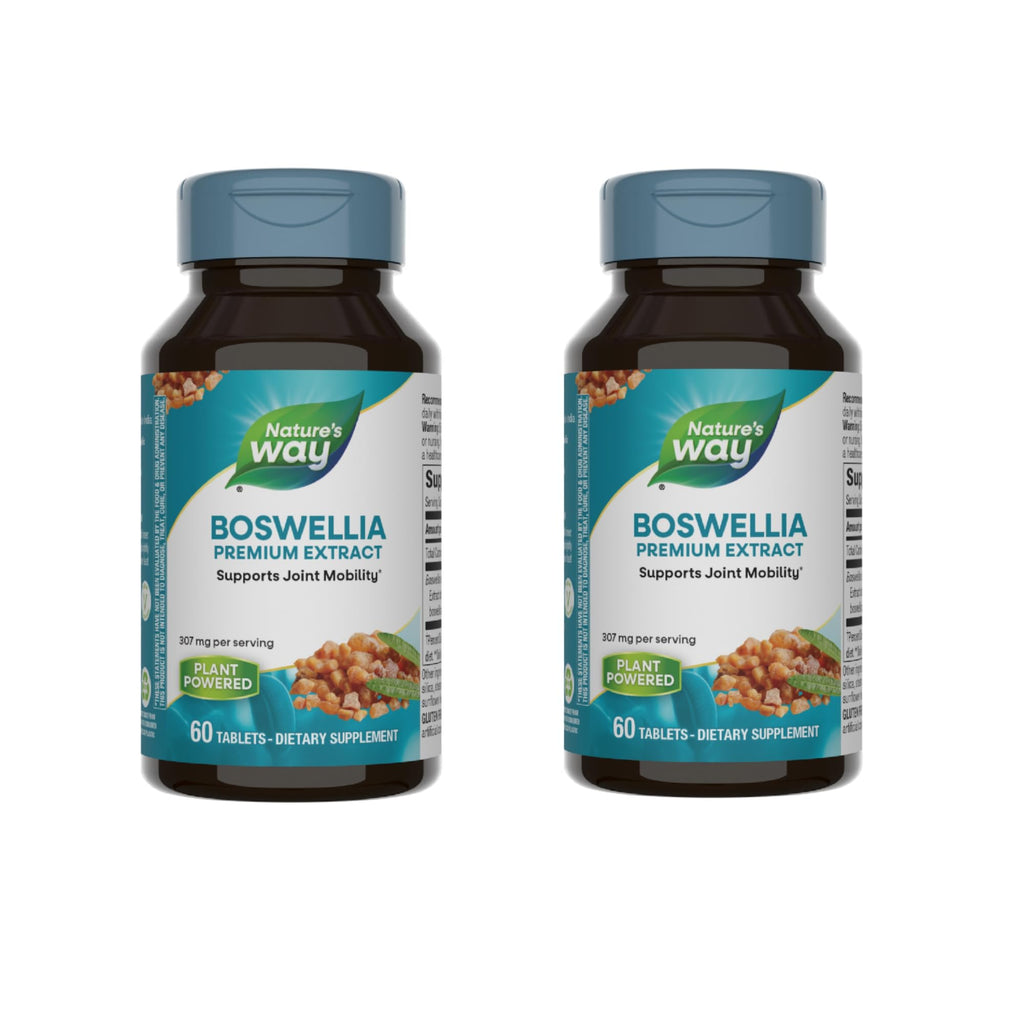 Nature's Way Boswellia Premium Extract, Supports Joint Mobility*, 307 mg Boswellia serrata Extract per Serving, Frankincense Supplement, Gluten Free & Vegan - 60 Tablets (Packaging May Vary) - 2 Pack - TrustMedUSA